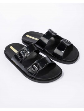 Claquettes noires vernis à boucles Ipanema