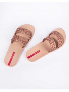 Mules rose gold doubles lanières tressées
