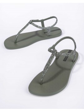 Sandales kaki lanières à paillettes Ipanema