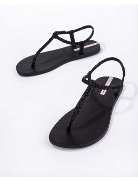 Sandales noires lanières à paillettes Ipanema
