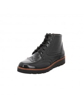 Bottines montantes à lacets vernis noir Longo