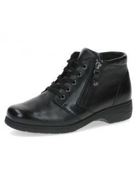 Bottines à lacets et fermeture éclair cuir noir Caprice