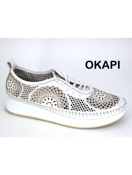 Baskets blanches conforts ouvertes à motifs en résille MADORY