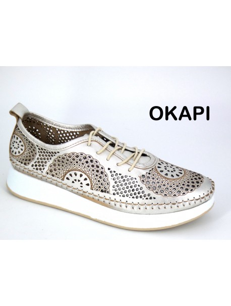 Baskets beiges conforts ouvertes à motifs en résille MADORY