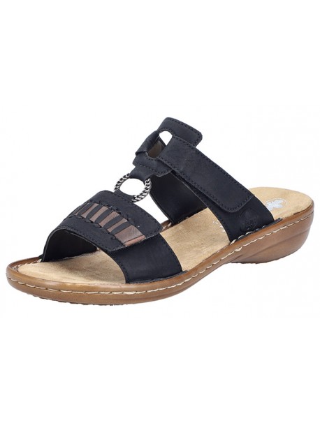 Sandales noires ouvertes faciles à enfiler RIEKER