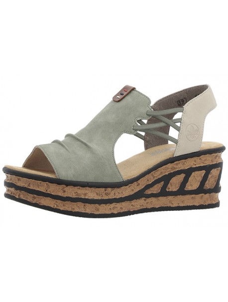 Sandales kaki à talons compensés RIEKER