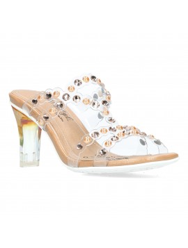 Sandales à talon lanières transparentes avec strass orange LAURA VITA