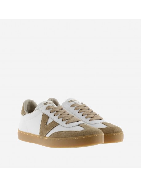 Baskets mode blanches et beiges VICTORIA