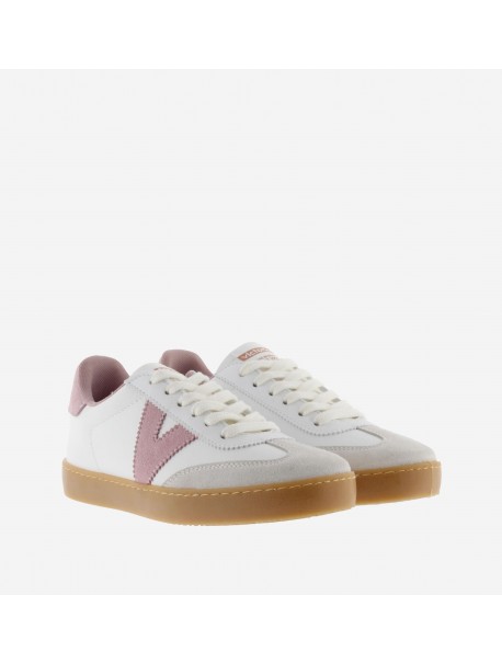 Baskets mode blanche et rose VICTORIA