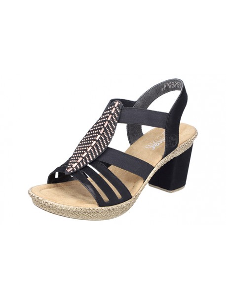 Sandales noires à talon RIEKER