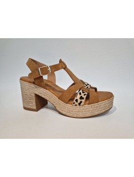 Sandales à talon marron et léopard CARLA TORTOSA