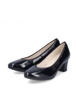 Escarpins noirs brillants talons bas RIEKER