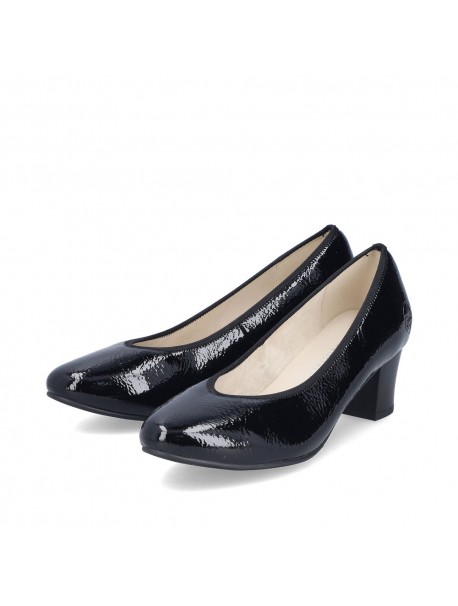 Escarpins noirs brillants talons bas RIEKER