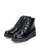 Bottines à lacets et semelles compensées noires brillantes RIEKER
