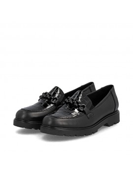 Mocassins noirs compensés à chaîne RIEKER