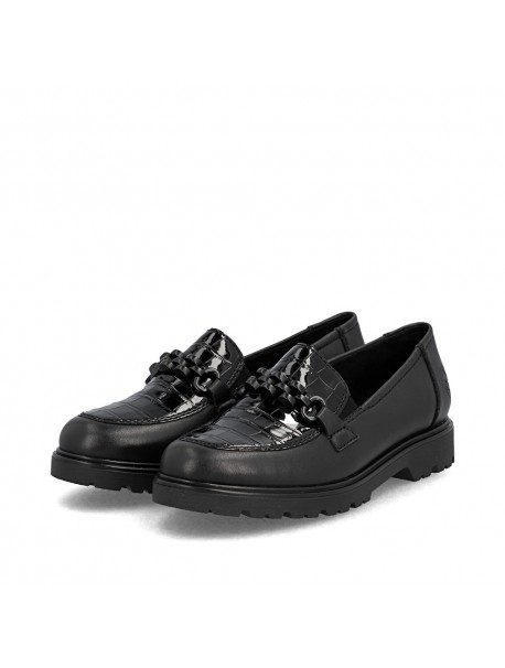 Mocassins noirs compensés à chaîne RIEKER