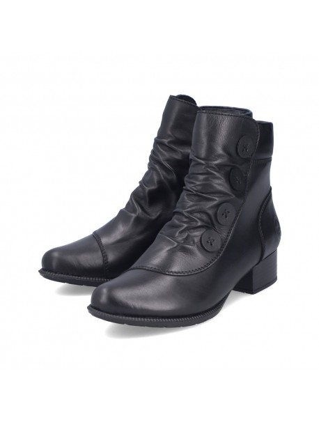 Bottines noires petit talon faciles à enfiler RIEKER