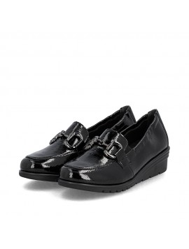 Mocassins à boucle noirs brillants RIEKER