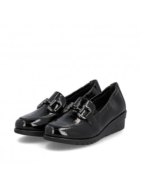 Mocassins à boucle noirs brillants RIEKER