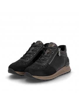 Baskets noires compensées détails gold RIEKER
