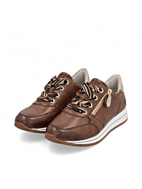 Baskets brillantes marron et détails gold REMONTE