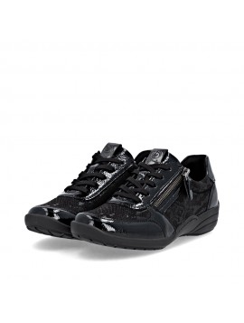 Baskets basses noires effet croco REMONTE