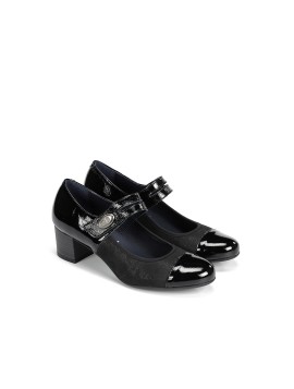 Chaussures bi-matière noires à talon DORKING