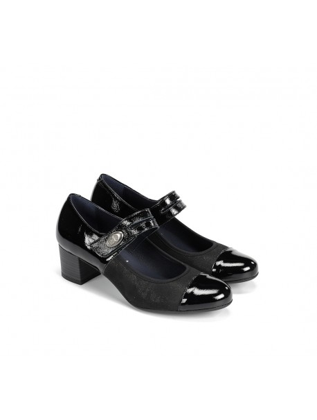 Chaussures bi-matière noires à talon DORKING