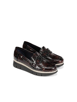 Mocassins compensés noirs et rouges effet croco DORKING