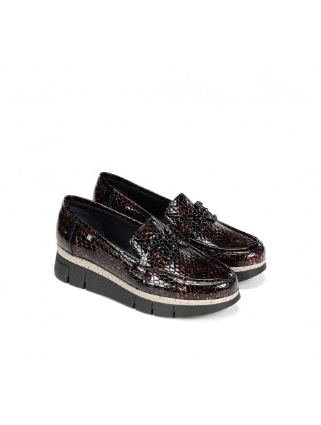 Mocassins compensés noirs et rouges effet croco DORKING