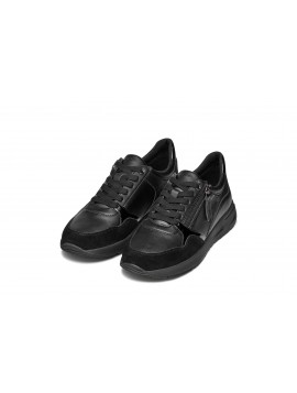 Baskets noires en cuir et en nubuck GEOX