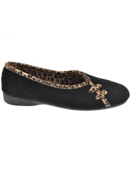 Pantoufles ballerines microfibre fantaisie léopard BESNARD