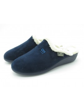 Pantoufles confort mules bleu nuit CALZAMUR