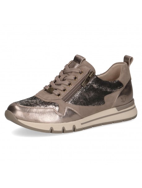 Baskets en cuir bicolores taupe et beiges CAPRICE