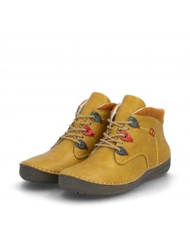 Chaussures femme fermées à lacets jaunes RIEKER