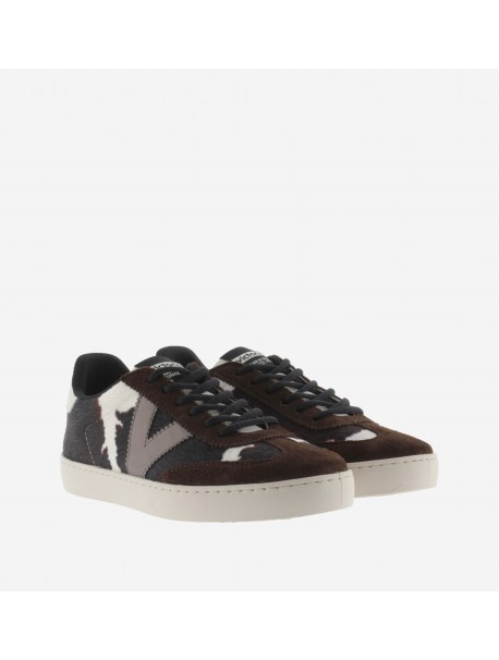 baskets femme VICTORIA motif vache marron