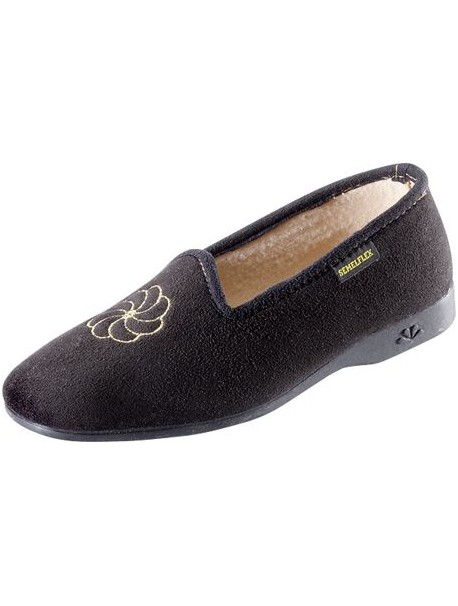 Chausson Daisie Noire motif fleur SEMELFLEX