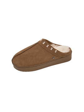 Pantoufles coutures marron fourrées ISOTONER