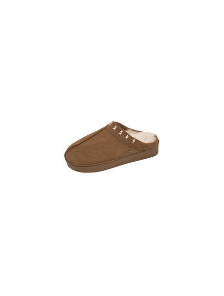 Pantoufles coutures marron fourrées ISOTONER