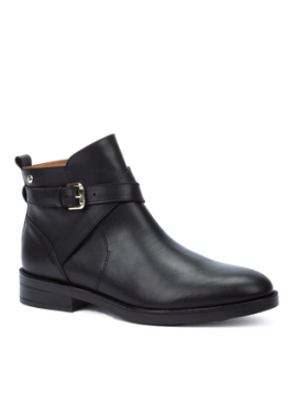 Bottines noires plates à boucle PIKOLINOS