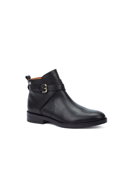 Bottines noires plates à boucle PIKOLINOS