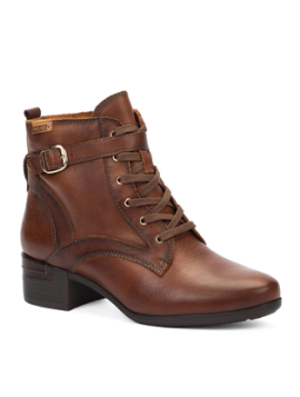 Bottines marrons plates cuir boucles et lacets PIKOLINOS