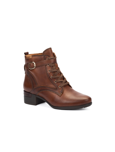 Bottines marrons plates cuir boucles et lacets PIKOLINOS