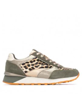 Sneakers femmes retro animalier Teddy Smith kaki