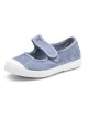 Ballerines Cienta en toile bleu jean à scratch, semelle blanche (Miclaure)