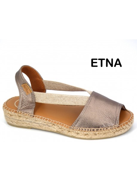 Espadrilles, Tony Pons, modèle Etna, femme, métallisée cuivre,bronze, bride élastique (Miclaure)