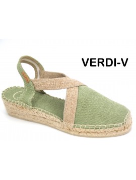 Espadrilles, Tony Pons, modèle Verdi V, femme,toile ,verte claire, bride élastique (Miclaure)