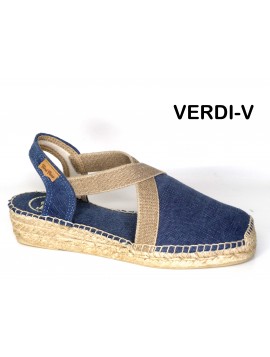 Espadrilles, Tony Pons, modèle Verdi V, femme, toile, jeans, bride élastique (Miclaure)