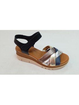 Sandales, compensées, Rael Jordana, femme, cuir, métallisée bronze/dorée/argentée/bleue/noire, bride scratch (Miclaure)