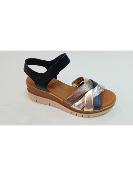 Sandales, compensées, Rael Jordana, femme, cuir, métallisée bronze/dorée/argentée/bleue/noire, bride scratch (Miclaure)